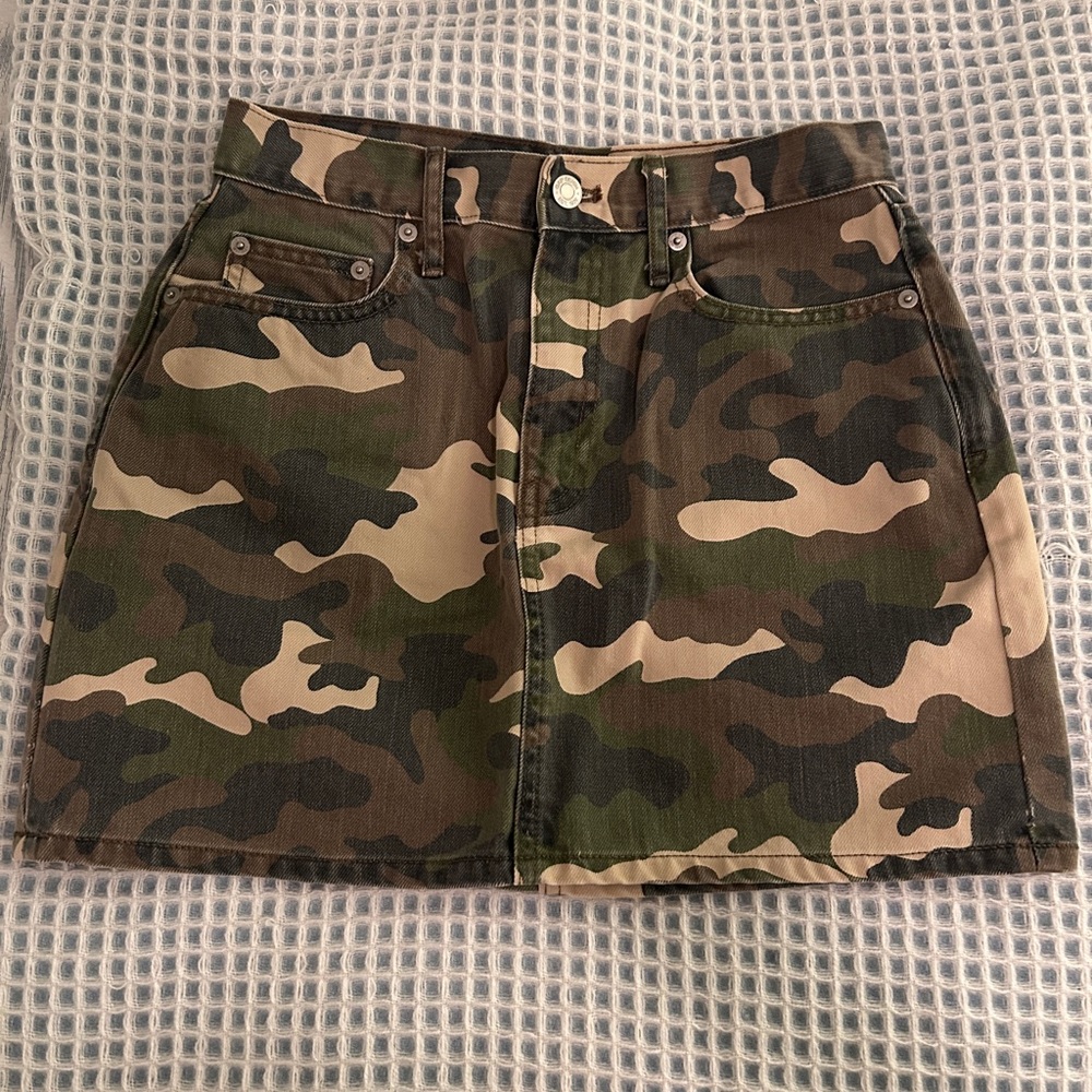 Camo pattern denim skirt from Gap